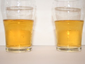 Miniem kleurverschil Goudhaantje (links) en Pitt bier (rechts)